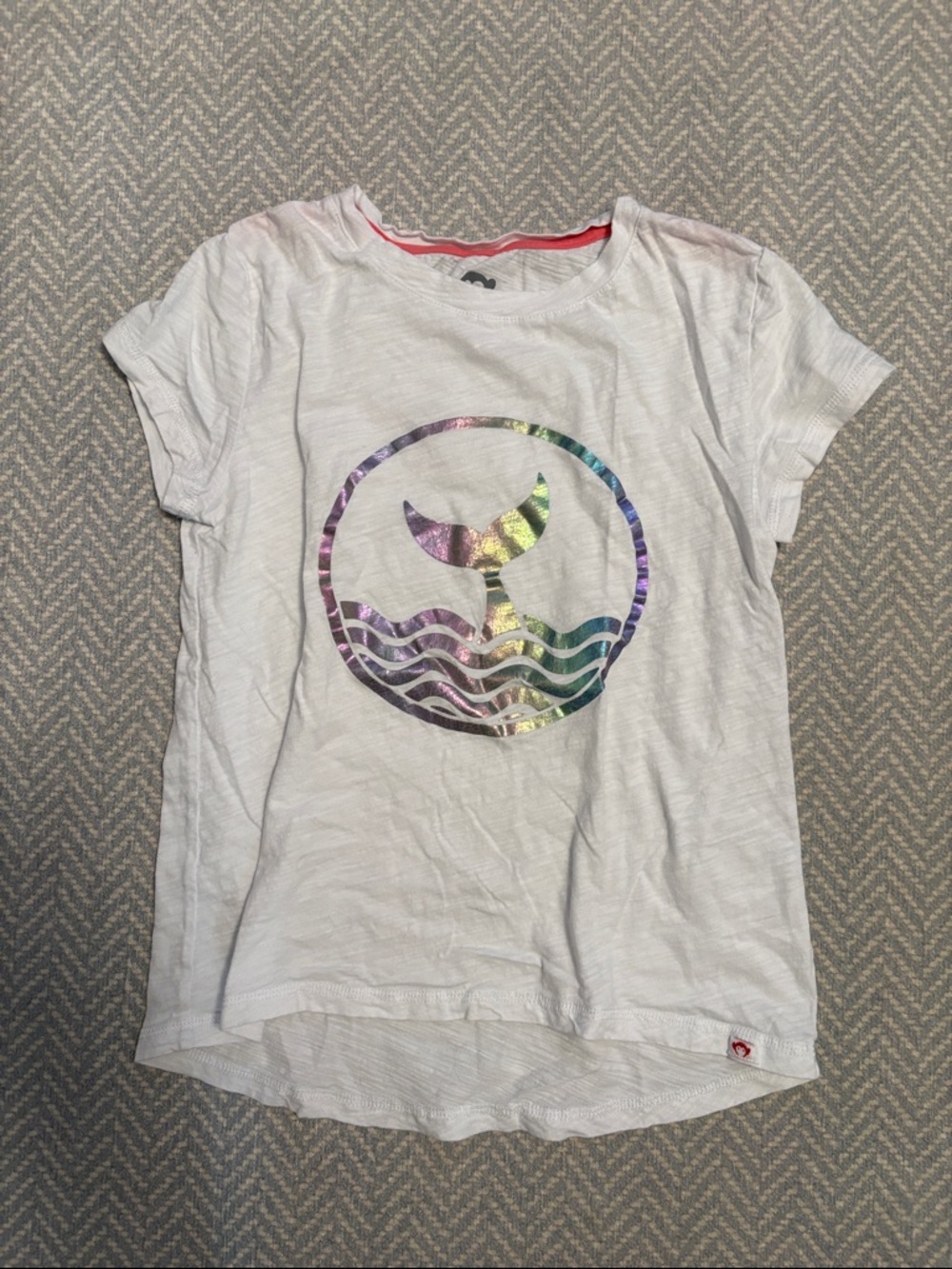 Appaman White Short-Sleeve Tee with Rainbow Holographic Mermaid Graphic